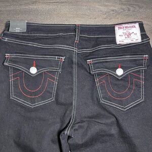 NWT True Religion Becca Mid Rise Flap Bootcut Jeans – Black Rinse – Size 32